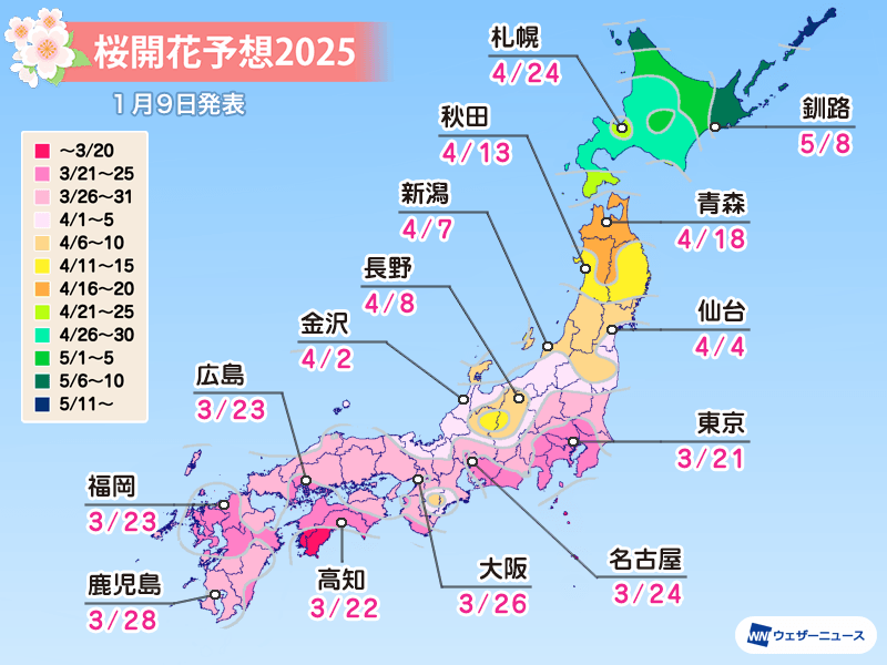 日本櫻花預測2025｜全國最佳賞櫻時間、開花滿開情報！最早3月上旬＋10大賞櫻景點推介